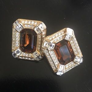 Gold and Amber Gorgeous Pierced Earrings! Wow!